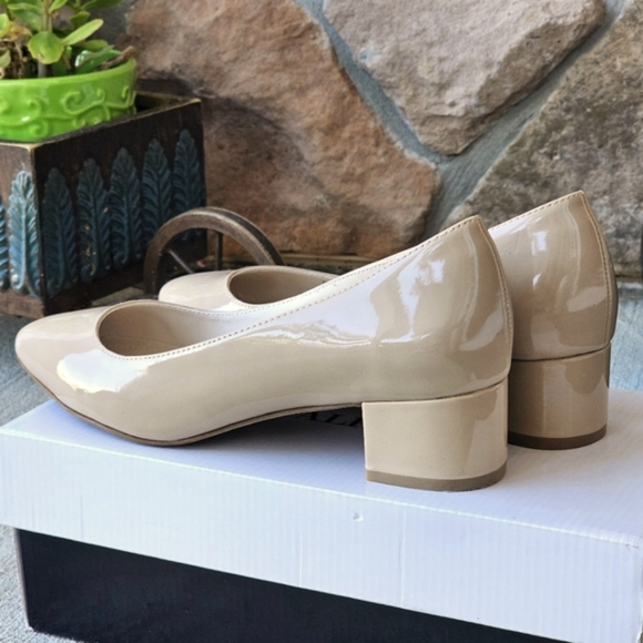 Alfani Women's Daleah Khaki Pointed Toe Classic Patent Pumps Size 8.5 Block Heel - Picture 5 of 15